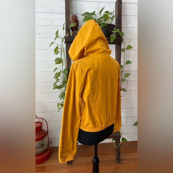 Forever 21: Mustard Orange and White Bomber Cropped Jacket - Picture 8 of 17